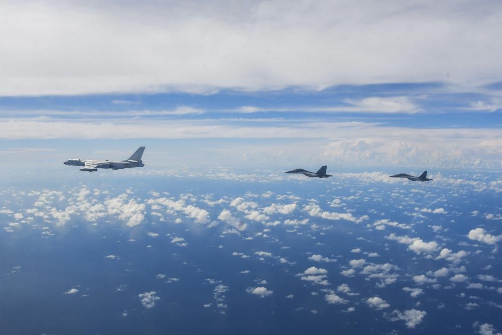 In this photo released by Xinhua News Agency, aircraft of the Eastern Theater Command of the Chinese People's Liberation Army (PLA) conduct a joint combat training exercises around the Taiwan Island on Sunday, Aug. 7, 2022. China said Monday it was extending threatening military exercises surrounding Taiwan that have disrupted shipping and air traffic and substantially raised concerns about the potential for conflict in a region crucial to global trade. (Li Bingyu/Xinhua via AP)